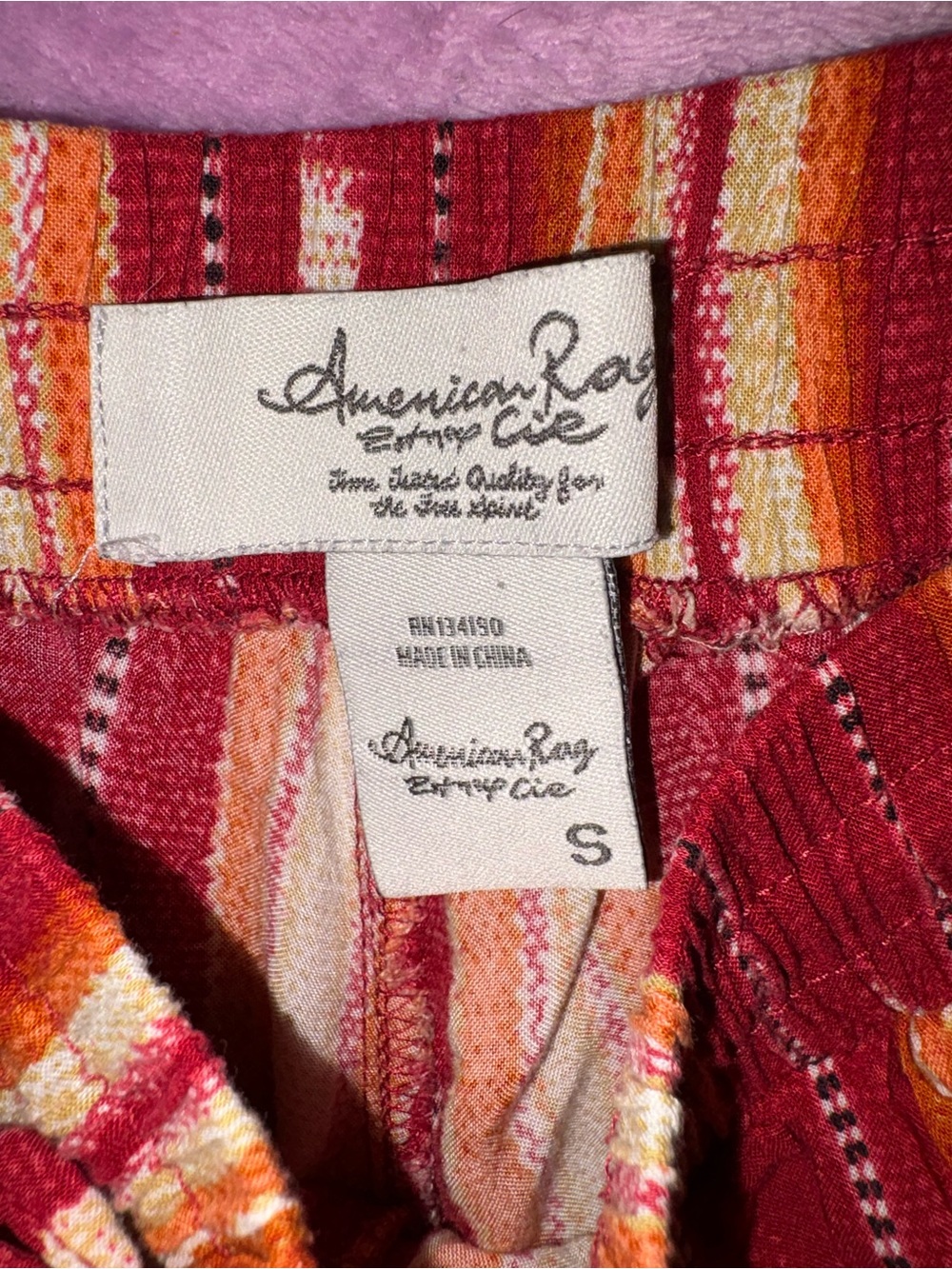 American Rag Red Striped Pull-On Capris - Picture 2 of 4